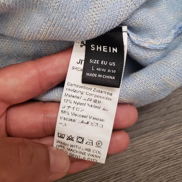 Shein Allover Pattern Halter Knit Top Blue Size Large - Picture 4 of 8